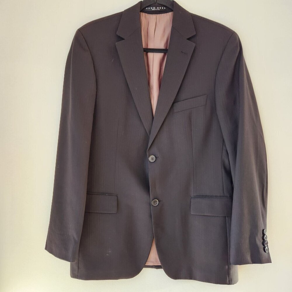 Hugo Boss Black Wool Blazer Jacket Suit Jacket Two Button Closure Men's 38R